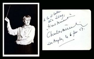 Charles Munch 1947 Inscribed & Signed Album Page For French Actress Maud Lamy