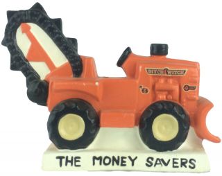 Rare Vintage Ditch Witch Machine Shaped Coin Bank Chalkware Road Equipment