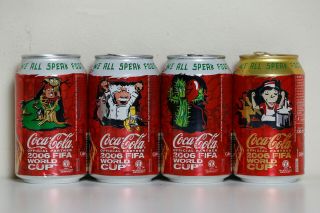 2006 Coca Cola 4 Cans Set From Italy,  2006 Fifa World Cup