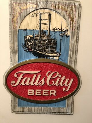Vintage Falls City Beer 18 1/2” Advertising Sign Riverboat Belle Of Louisville