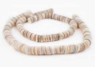 White Ocean Sea Shell Heishi Beads 12mm 14 Inch Strand