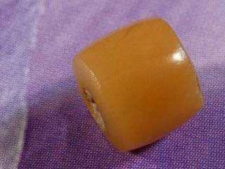 Ancient Pyu Rare Gold Chalcedony Barrel 6.  4 By 6.  5 Mm Rare Color