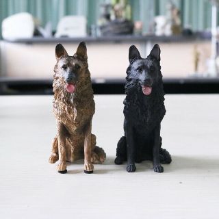 Resin Lovely Mini Lifelike German Shepherd Dog Model Ornaments Gift Statue 1pc