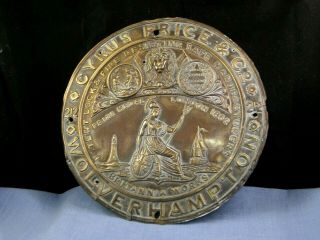 Cyrus Price Wolverhampton Antique Brass Safe Lock Vault Plaque Sign 1862