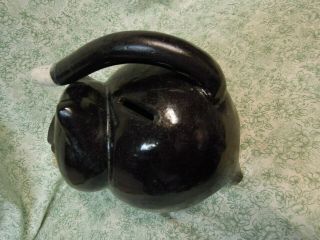 LC - 922 PIGGY BANK - Black CAT ; ceramic pottery made in Sodus Point,  NY 3