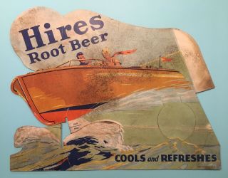 Rare Die Cut Card Stock Hires Root Beer Sign Bottle Topper With Boat