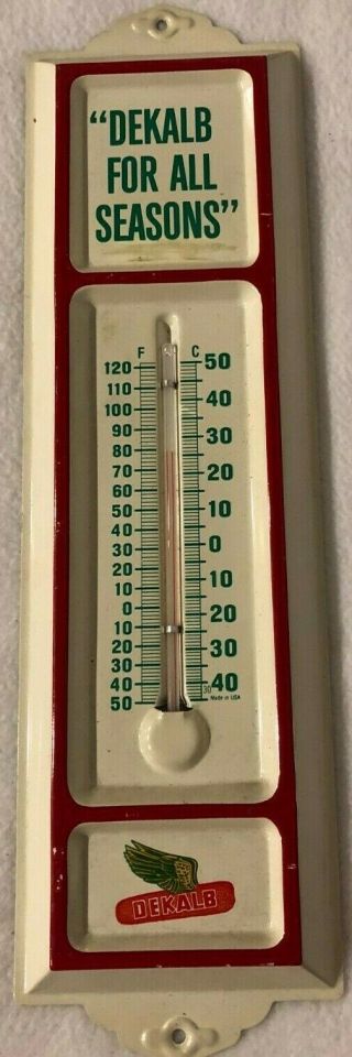 Vintage Dekalb Seed Metal Thermometer Sign Dealer Gas Oil Corn Feed - 13 "