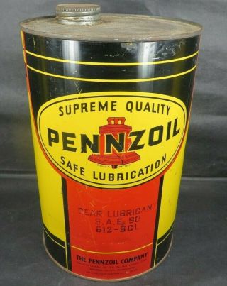Pennzoil Liberty Bell Oil Tin Can 5 Quarts Gear Lubrication Sae 90 Gas Station