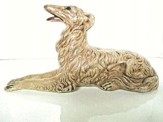 Vtg Mcm Russian Wolf Hound Dog Statue Ceramic Figurine Handmade Borzoi 1963