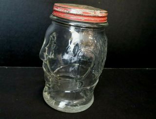 1930s Vtg LUCKY JOE Lewis Coin Bank Glass Black Americana Mustard Jar 5