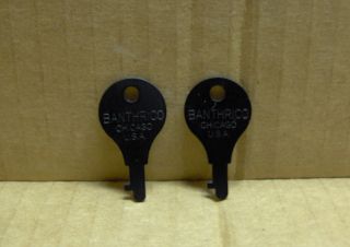 Two (2) Banthrico Bank Keys For Building,  Bust,  Animal,  Autobank Promo Model Car