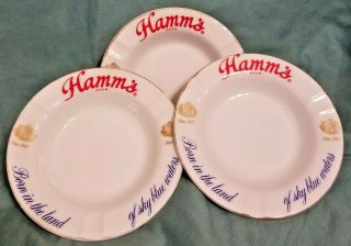 Set of 3 Vintage ceramic Hamms beer ashtrays 5
