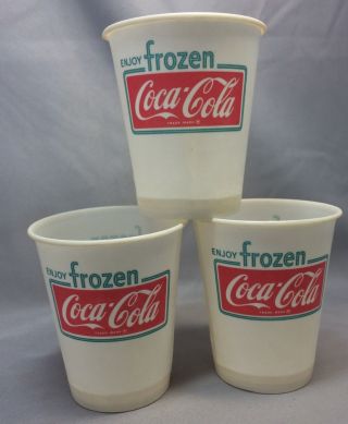 3 1969 Frozen Coca - Cola Advertising Soda Dixie Paper Cups Vintage