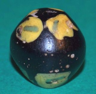 Antique Black Venetian Bicone King Bead W/ Trail Decorated Eyes,  African Trade