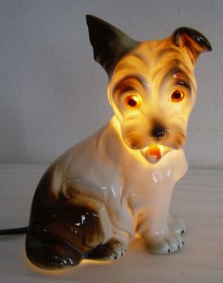 Lovely Art Deco Porcelain Perfume Lamp Scottish Terrier Dog