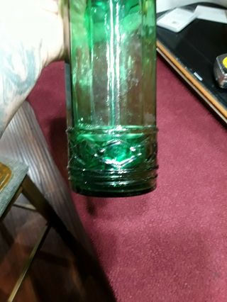 Large Green Glass Size Barbicide Comb Or Straw Dispenser w Pull Up Lid 2