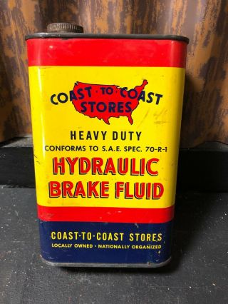 Vintage Coast To Coast Stores Hydraulic Brake Fluid Can 1968 Usa