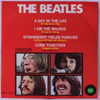BEATLES: A Day In The Life,  3 45 (Mexico,  close to M -,  EP w/ PS thin paper,  pla 2