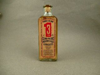 Vintage Three In One Oil Bottle - - Cork Cap - - Nos