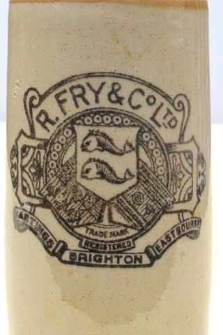 Vintage Fry & Co Hastings Brighton Eastbourne Fish Pict Stone Ginger Beer Bottle
