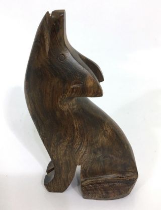 Vtg Ironwood Hand Carved Howling Wolf Coyote Sculpture Hecho En Mexico West B25