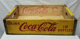 Coca Cola Vintage 1967 Yellow Wooden Crate Carrier Box Coke Bottles CHATTANOOGA 2