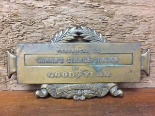 Vintage Dunkin’s Service Station - Brass Goodyear Tires - Recognition Award