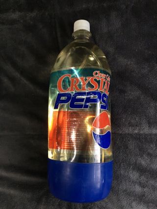 Crystal Pepsi 2 Liter 1992 Vintage Soda Bottle Pop