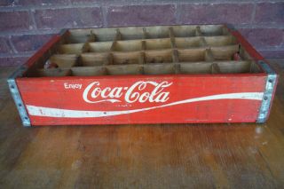 Vintage Coca Cola Red Crate Coke Wood Box Pop 24 Wooden Dividers