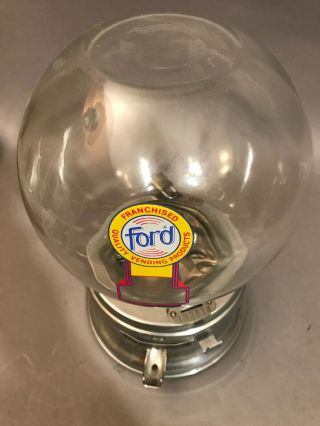 Vintage Ford Tabletop Gum Ball Machine 1 Cent Glass Globe