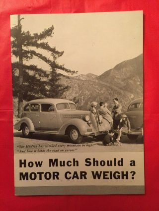 1936 Hudson " How Much Should A Motor Car Weigh? " Car Dealer Sales Brochure