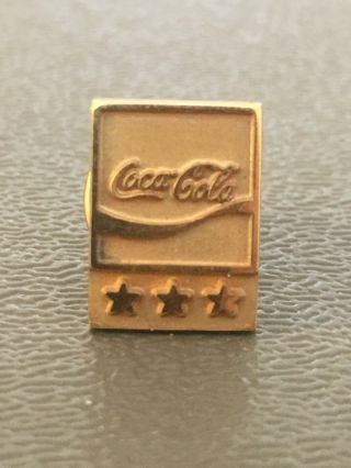 Coca - Cola Tie Tack - 15 Year Award - 3 Stars - Square Logo