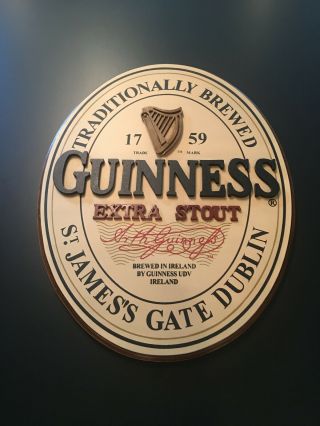 Official Guinness Extra Stout Beer Sign 3d Wood Breweriana (18x14)