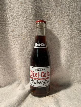 Full 7oz Dixi - Cola Acl Soda Bottle Spindle City Bottling Co.  Gastonia,  N.  C.