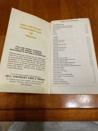 1969 Chevrolet Passenger Car & Lt Duty Truck Prices & Facts Book - For Salesmen 3