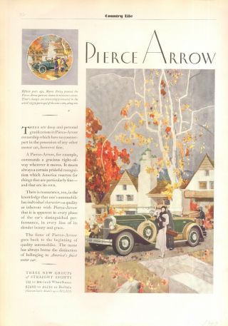 1930 Pierce Arrow Green Open Limo Car Ad - Orig Vin Print Ad