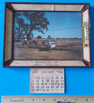 Vintage Advertising Thermometer 1968 Calendar Picture Bakersfield Cattle