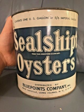 1 Gallon Sealshipt Oysters Bluepoints Co West Sayville Long Island Ny Tin Can