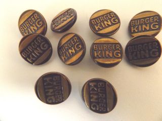 Vintage Burger King Restaraunt Set Of 10 Metal Uniform Buttons
