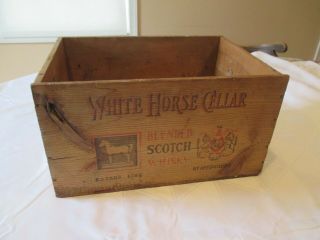 Vintage White Horse Cellar Wooden Crate