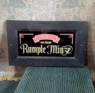 Rumple Minze Schnapps Black Wall Mirror In Frame Rare Liquor Sign Logo