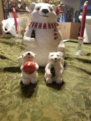 2 Coca Cola Cookie Jars With Salt And Pepper Shakers