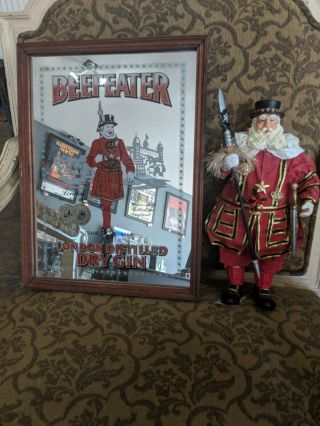 Beefeater Liquor Mirror Advertisement And Doll
