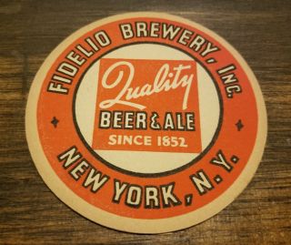 RARE 1940 ' s FIDELIO BEER & ALE COASTER BREWERY BREWING YORK NY RARE 2 SIDED 2