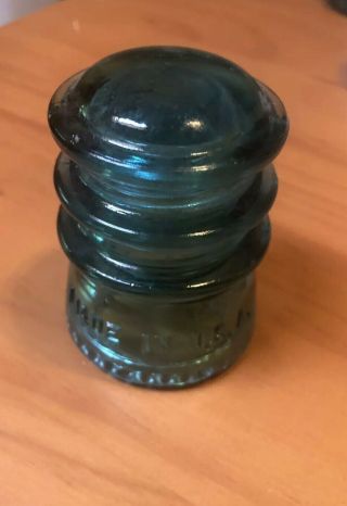 Vintage Aqua Blue Glass Insulator,  ‘hemmingray’ - Small