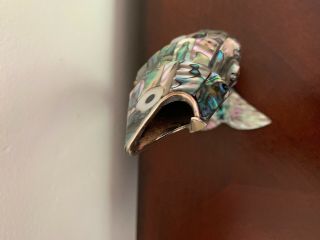 Vintage Abalone Shell Articulated Fish Bottle Opener 7.  5 