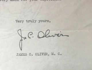 1937 Maine Congressman James C.  Oliver Signed Letter Racism Anti - lynching Law 2
