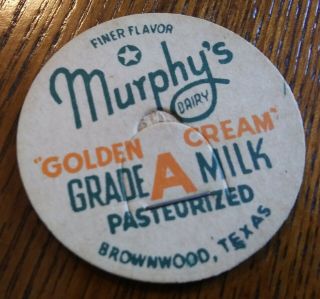 Vintage Milk Bottle Cap Murphy 