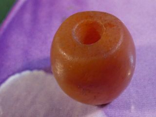 Ancient Pre - Columbian Tairona Shiny Orange Agate Barrel Bead 10.  5 By 10.  3 Mm