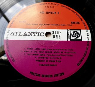 Led Zeppelin Ii 1969 Uk Atlantic A2/b2  Lemon Song 